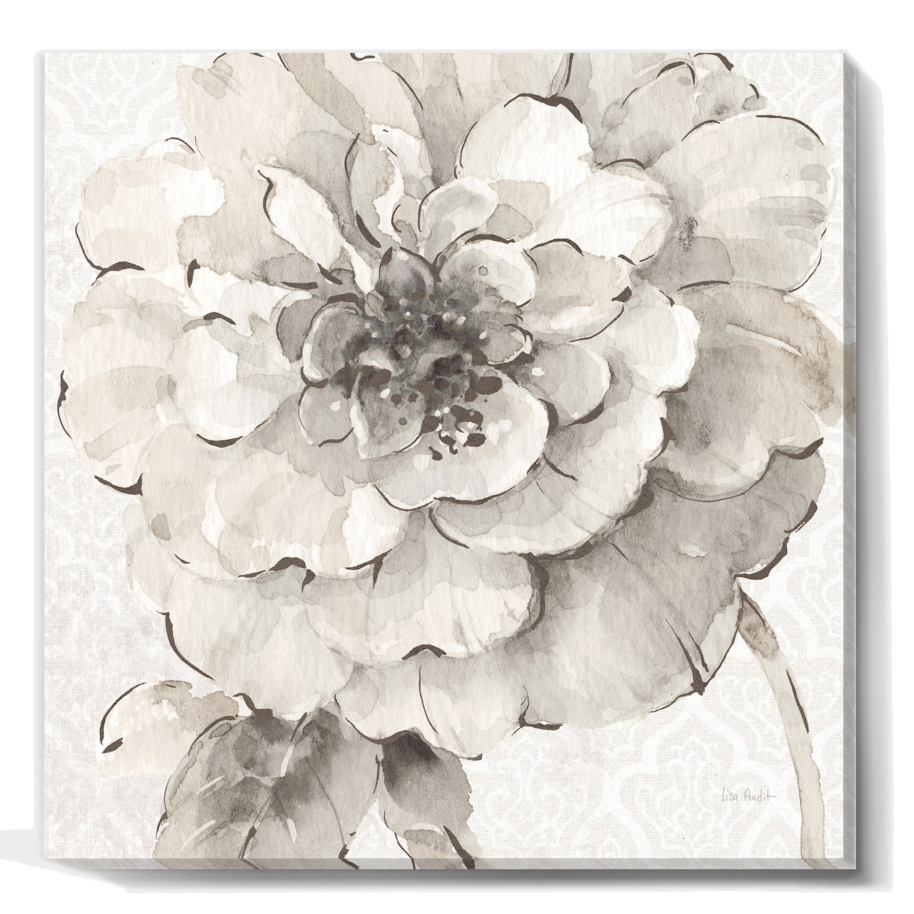 Designart - Indigold Grey Peonies I - Farmhouse Premium Canvas Wall Art